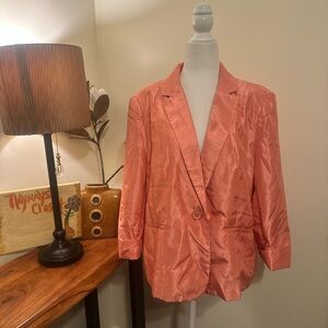 Dressbarn Coral Satin Single-Button Blazer